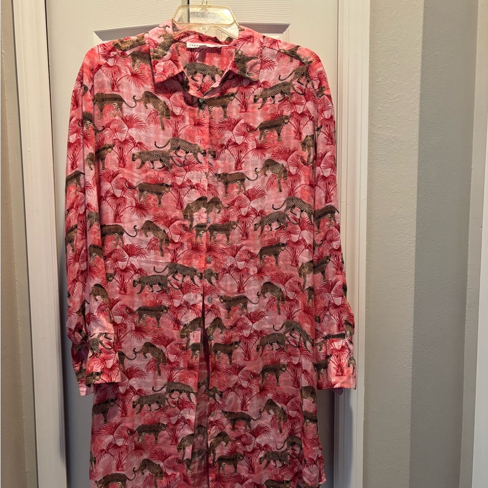 Jane and Delancey Pink Animal Print Swim Coverup Dress